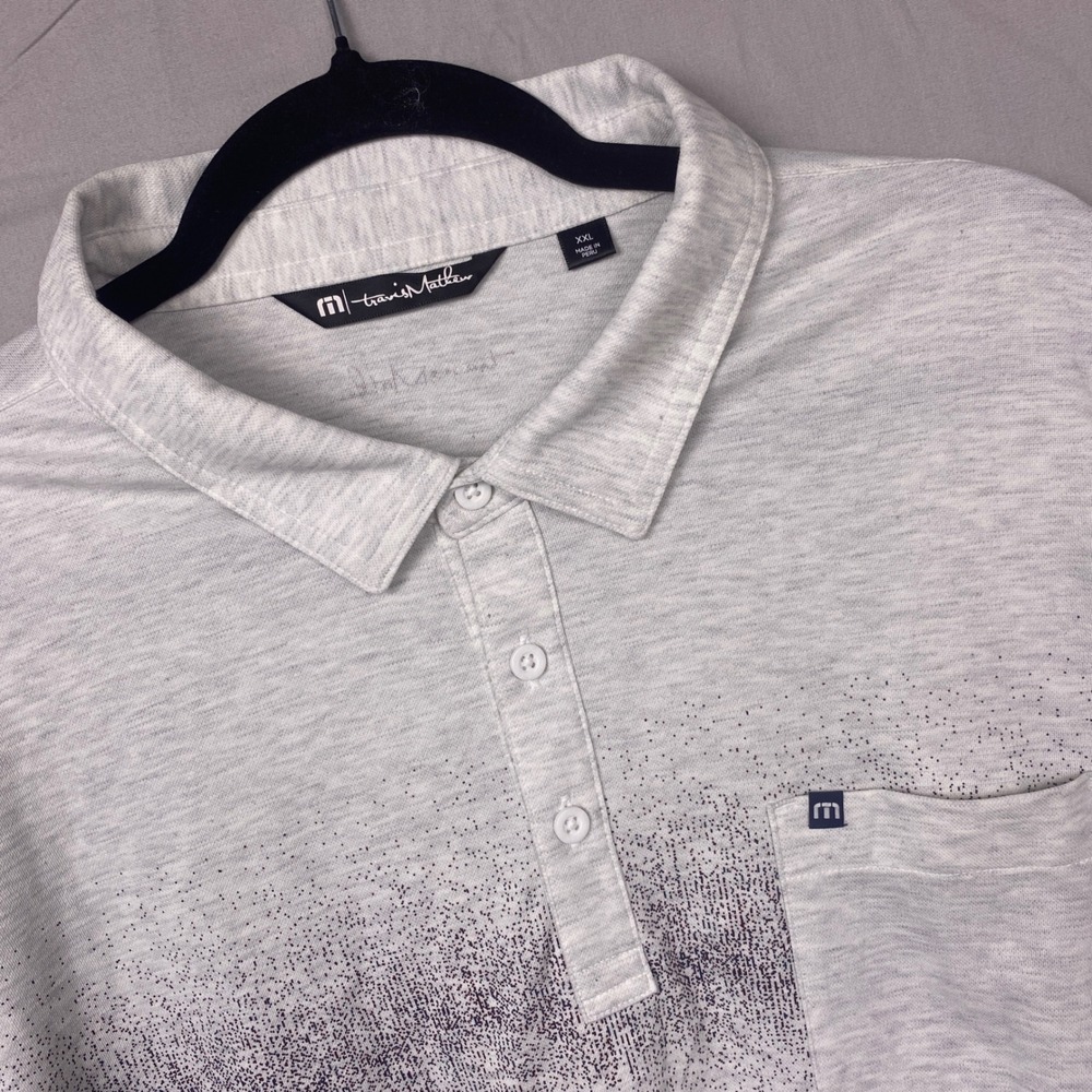 TravisMathew Welk Resorts Polo Mens XXL 2XL Gray Pima Performance Golf Shirt
